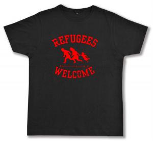 Fairtrade T-Shirt: Refugees welcome (rot)