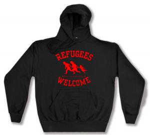 Kapuzen-Pullover: Refugees welcome (rot)