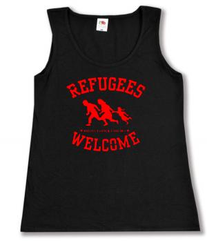 tailliertes Tanktop: Refugees welcome (rot)