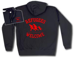 Kapuzen-Jacke: Refugees welcome (rot)