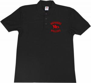 Polo-Shirt: Refugees welcome (rot)