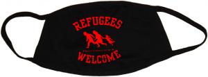 Mundmaske: Refugees welcome (rot)