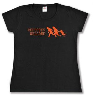 tailliertes T-Shirt: Refugees welcome (running family)