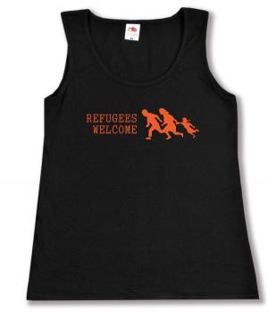 tailliertes Tanktop: Refugees welcome (running family)