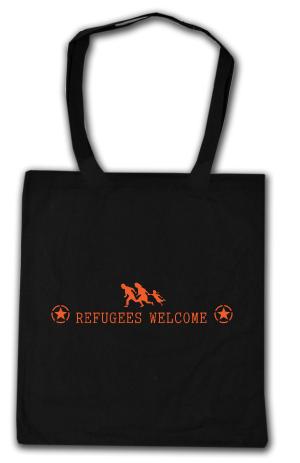 Baumwoll-Tragetasche: Refugees welcome (Stern)