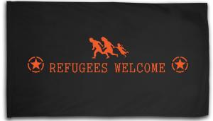Fahne / Flagge (ca. 150x100cm): Refugees welcome (Stern)