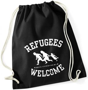 Sportbeutel: Refugees welcome (weiß)