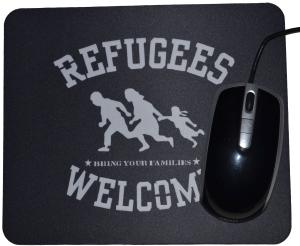 Mousepad: Refugees welcome (weiß)