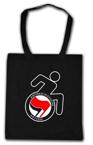 Baumwoll-Tragetasche: RollifahrerIn Antifaschistische Aktion (rot/schwarz)