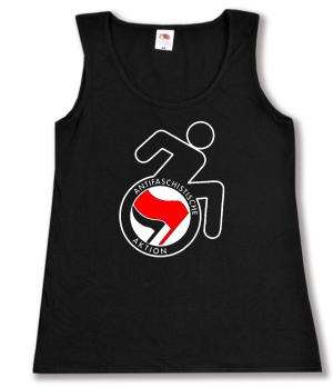 tailliertes Tanktop: RollifahrerIn Antifaschistische Aktion (rot/schwarz)