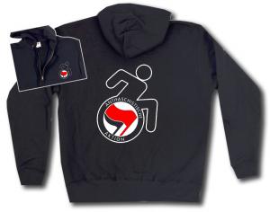 Kapuzen-Jacke: RollifahrerIn Antifaschistische Aktion (rot/schwarz)