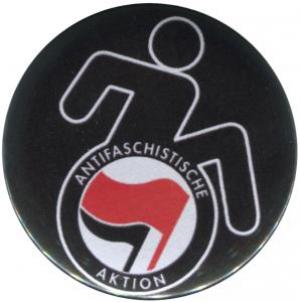 25mm Magnet-Button: RollifahrerIn Antifaschistische Aktion (rot/schwarz)