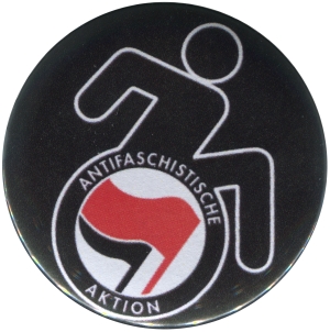 50mm Button: RollifahrerIn Antifaschistische Aktion (rot/schwarz)