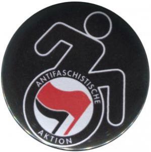 50mm Magnet-Button: RollifahrerIn Antifaschistische Aktion (rot/schwarz)