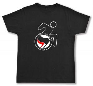 Fairtrade T-Shirt: RollifahrerIn Antifaschistische Aktion (schwarz/rot)
