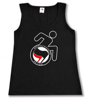 tailliertes Tanktop: RollifahrerIn Antifaschistische Aktion (schwarz/rot)