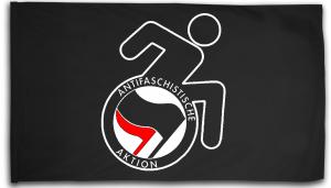 Fahne / Flagge (ca. 150x100cm): RollifahrerIn Antifaschistische Aktion (schwarz/rot)