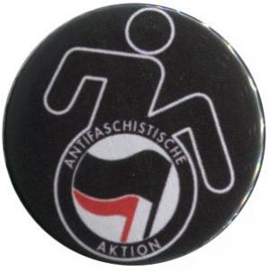 25mm Magnet-Button: RollifahrerIn Antifaschistische Aktion (schwarz/rot)