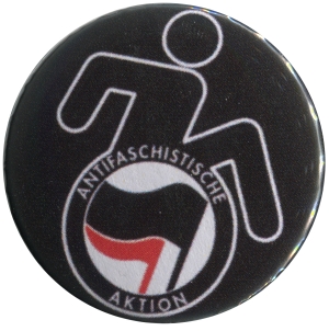 37mm Button: RollifahrerIn Antifaschistische Aktion (schwarz/rot)