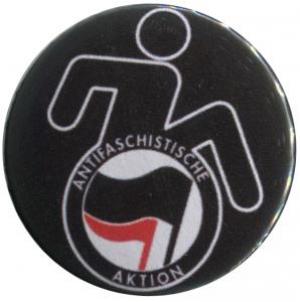 37mm Magnet-Button: RollifahrerIn Antifaschistische Aktion (schwarz/rot)