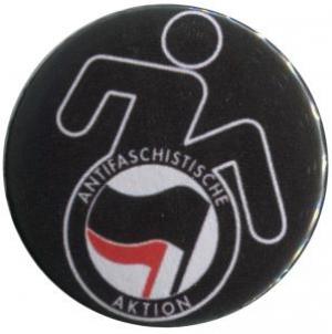 50mm Magnet-Button: RollifahrerIn Antifaschistische Aktion (schwarz/rot)