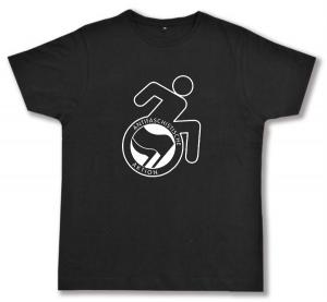 Fairtrade T-Shirt: RollifahrerIn Antifaschistische Aktion (schwarz/schwarz)
