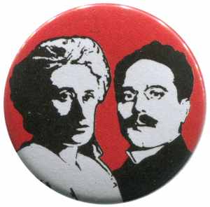 25mm Magnet-Button: Rosa Luxemburg / Karl Liebknecht
