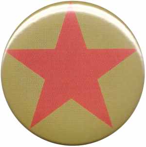 25mm Button: Roter Stern auf oliv/grünem Hintergrund