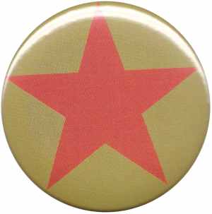 37mm Button: Roter Stern auf oliv/grünem Hintergrund