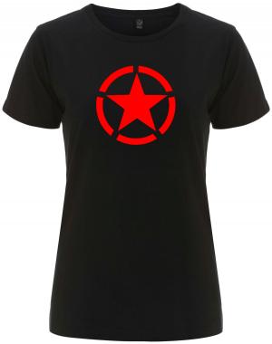 tailliertes Fairtrade T-Shirt: Roter Stern im Kreis (red star)