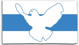 Russische Antikriegsfahne mit Friedenstaube (weiß/blau/weiß) (Fahne /  Flagge (ca. 150x100cm), linkefahnen.de, Sonstiges, Fahnen (150x100cm),  Fahnen, Accessoires)