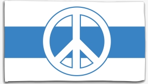 Fahne / Flagge (ca. 150x100cm): Russische Antikriegsfahne mit Peacezeichen (weiß/blau/weiß)