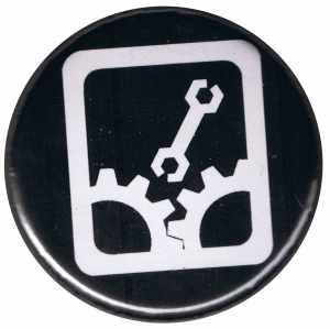 25mm Magnet-Button: Sabotage (schwarz)