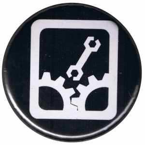 37mm Magnet-Button: Sabotage (schwarz)
