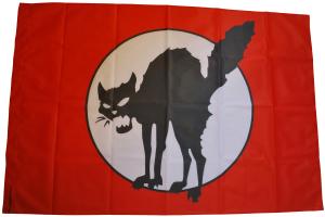 Fahne / Flagge (ca. 150x100cm): Schwarze Katze (mit Kreis)