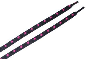 Schnürsenkel: Schwarze Schnürsenkel mit rosa Sternen