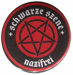 37mm Magnet-Button: Schwarze Szene Nazifrei - Rotes Pentagramm