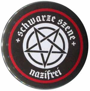 25mm Magnet-Button: Schwarze Szene Nazifrei - Weißes Pentagramm