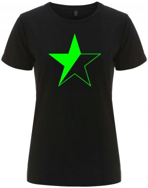 tailliertes Fairtrade T-Shirt: Schwarz/grüner Stern