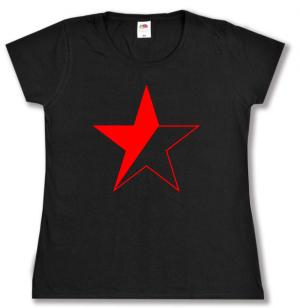 tailliertes T-Shirt: Schwarz/roter Stern