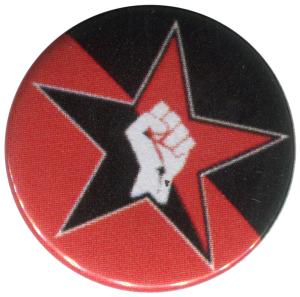 25mm Magnet-Button: Stern Faust (schwarz/roter Hintergrund)