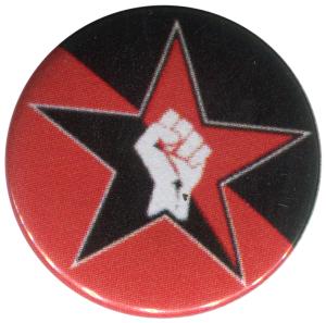 37mm Magnet-Button: Stern Faust (schwarz/roter Hintergrund)