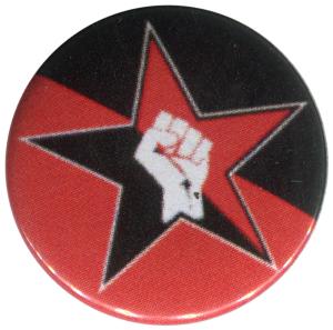 50mm Button: Stern Faust (schwarz/roter Hintergrund)