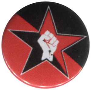 50mm Magnet-Button: Stern Faust (schwarz/roter Hintergrund)