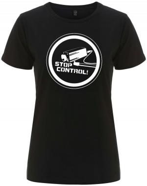 tailliertes Fairtrade T-Shirt: Stop Control Kamera