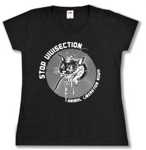 tailliertes T-Shirt: Stop Vivisection! Animal Liberation Now!!!