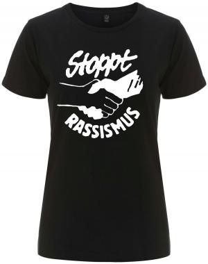 tailliertes Fairtrade T-Shirt: Stoppt Rassismus