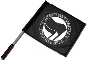 Fahne / Flagge (ca. 40x35cm): Tageslicht und trotzdem da - Eure Gothic Antifa