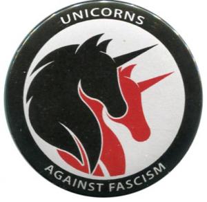 50mm Button: Unicorns against fascism