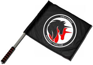 Fahne / Flagge (ca. 40x35cm): Unicorns against fascism
